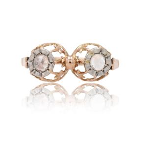 Antique Rose Gold Ring With Duo Rose-cut Diamonds