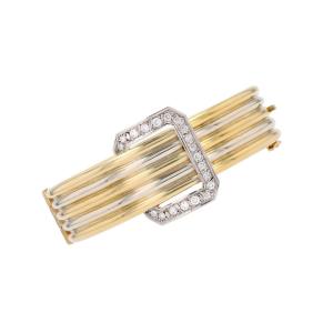 Bracelet jonc deux ors et sa boucle diamants