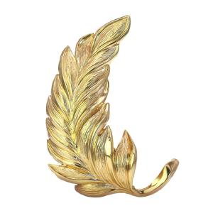 Broche feuille or jaune