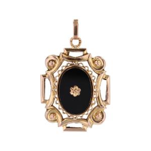 Antique Rose Gold Onyx Pendant