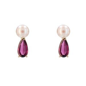 Cultured Pearl And Garnet Earrings