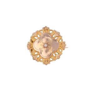 Small Rose Gold And Fine Pearl Collar Brooch