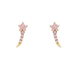 Shooting Star Pink Sapphire Stud Earrings