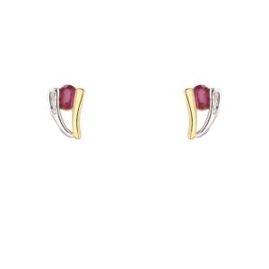 Ruby, Diamond, And Two-tone Gold Stud Earrings