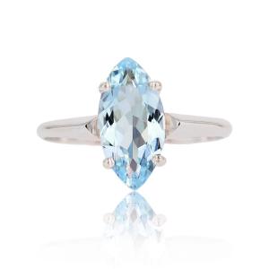 White Gold Marquise Aquamarine Ring