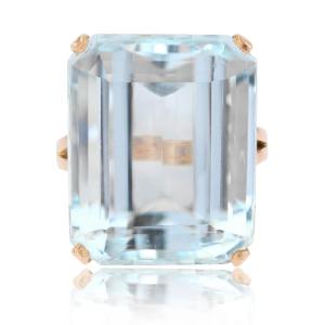 Vintage Rose Gold Aquamarine Ring
