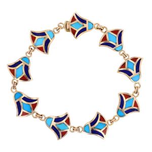 Yellow Gold Egyptian Enamel Bracelet