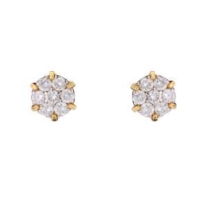 Puces d'oreilles or jaune fleur diamants