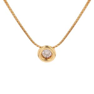 Modern Yellow Gold Necklace With Round Diamond Pendant