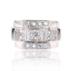 Bague art déco platine diamants