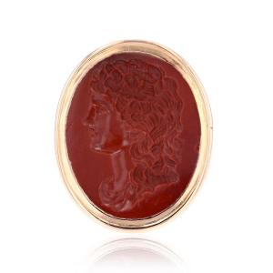 Bague ancienne intaille sur jaspe rouge