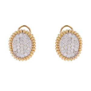 Boucles d'oreilles diamants or jaune platine vintage