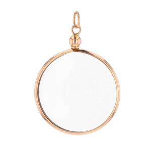 Pendentif rond verre et or rose
