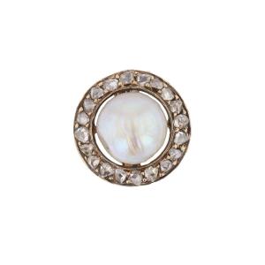 Pendentif ancien rond perle fine diamants