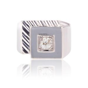Vintage Platinum Diamond Signet Ring