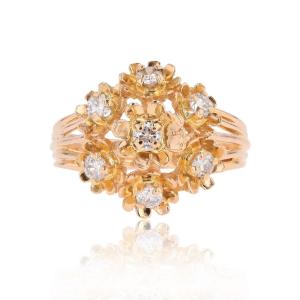 Vintage Yellow Gold Diamond Bouquet Ring