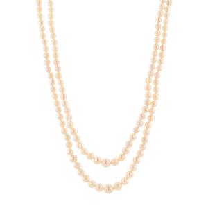 Long collier double rang de perles de culture