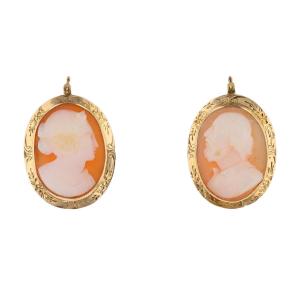 Vintage Gold Earrings With Cameos