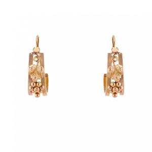 Boucles d'oreilles anciennes grappes et feuilles or rose
