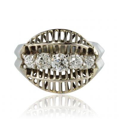 Bague Diamants Or Blanc Vintage