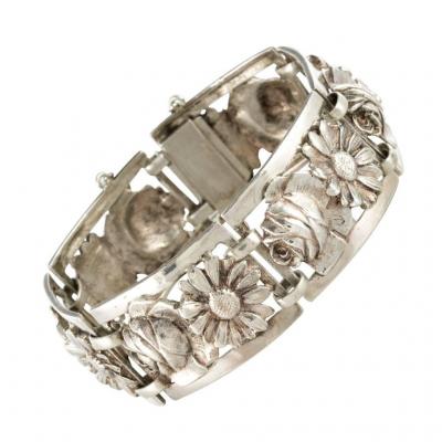 Bracelet Ancien Argent Fleurs