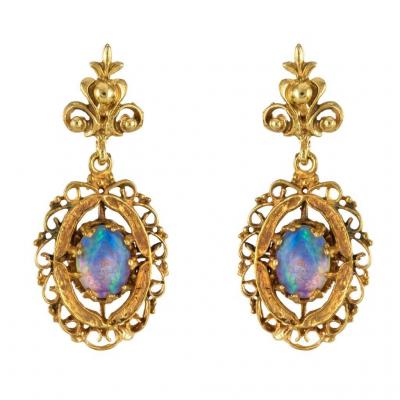 Boucles d'Oreilles Or Opales