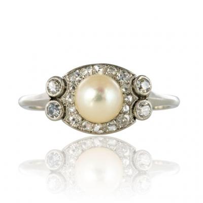 Art Deco Cultured Diamond Bead Ring