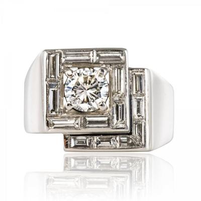 Art Deco Asymmetric Diamonds Ring