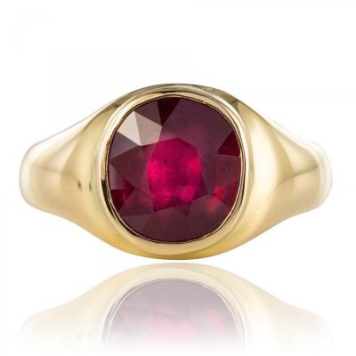 Old Ruby Bangle Ring In Yellow Gold