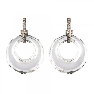 Boucles d'Oreilles Cristal De Roche Diamants