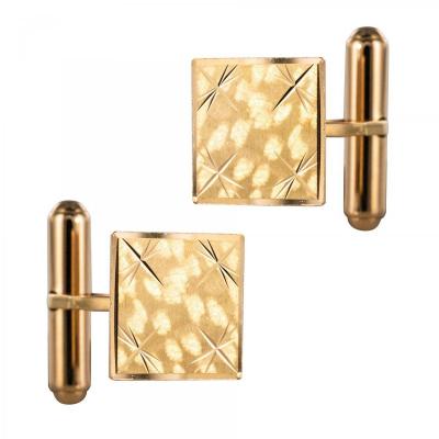 Vintage Chiseled Gold Cufflinks