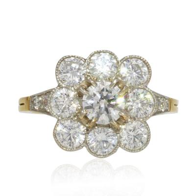 Bague Marguerite Diamants Or Platine