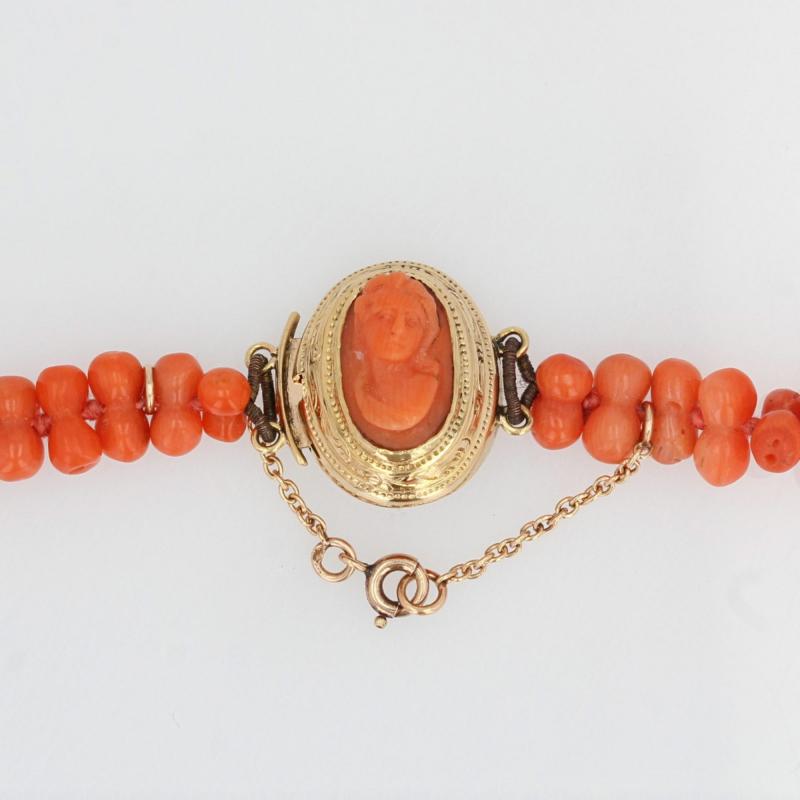 Buy Faceted Old Coral Bracelet, Clasp Adorned With Cabochon, 18k Gold.  Online in India - Etsy