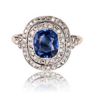 Old Double Row Sapphire And Diamond Ring