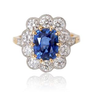 Bague Saphir Diamants Pompadour