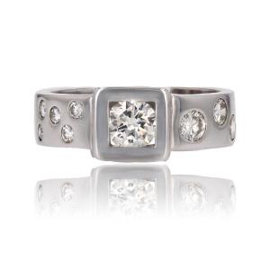 Modernist White Gold Diamond Ring
