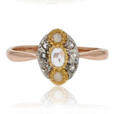 Antique Marquise Pearls And Diamonds Ring