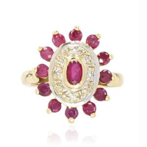 Ruby Diamond Ring Yellow Gold Occasion