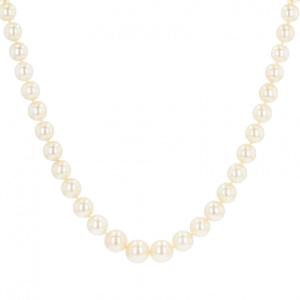 Cultured Pearl Necklace Emerald Clasp Diamonds