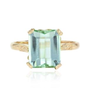 Mint Water And Antique Gold Tourmaline Ring