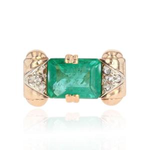 Emerald Ring And Art Deco Diamonds