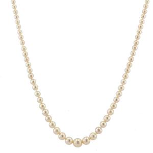 Necklace With Falling Pearls And Its Diamond Clasp