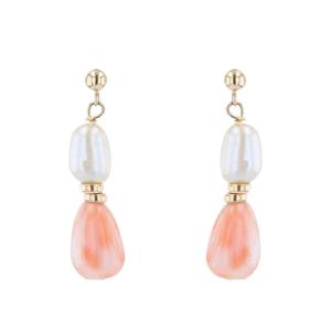 Baroque Pearls And Coral Glass Earrings