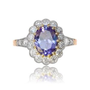 Bague Or Marguerite Tanzanite Diamants