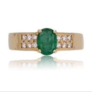 Emerald Diamond Ring Yellow Gold Occasion