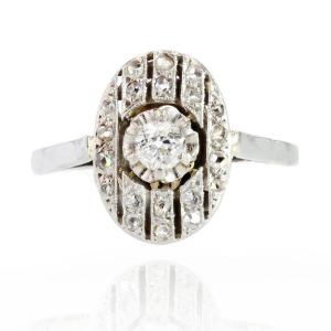Antique Oval Ring Diamonds White Gold