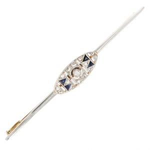 Art Deco Bar Brooch Sapphires Diamonds