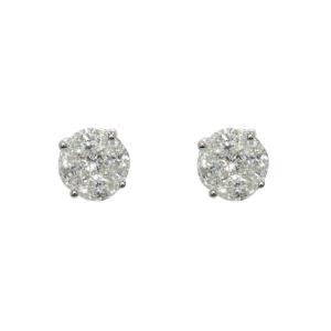 1.13 Carat Diamond And White Gold Stud Earrings