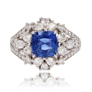 Sapphire And Diamond Dome Ring