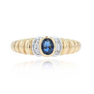 Sapphire Diamond Godronné Ring